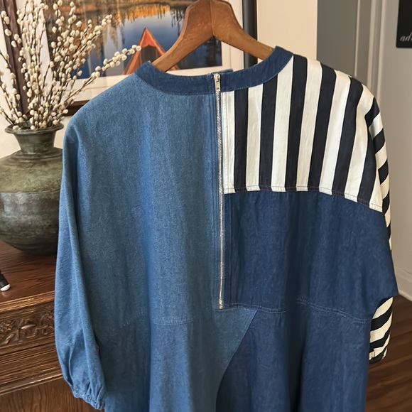 NWT Creative Genius Patchwork Denim Dress - Picture 6 of 7